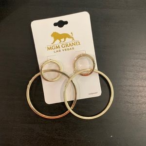 Gold Circular Dangle Earrings